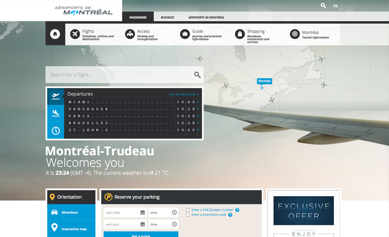 Aéroports de Montréal - Top Travel & Tourism Website Design Example Using Drupal