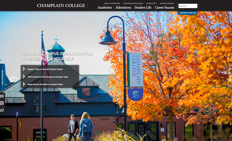 Champlain College - Top Higher Ed Web Design Example
