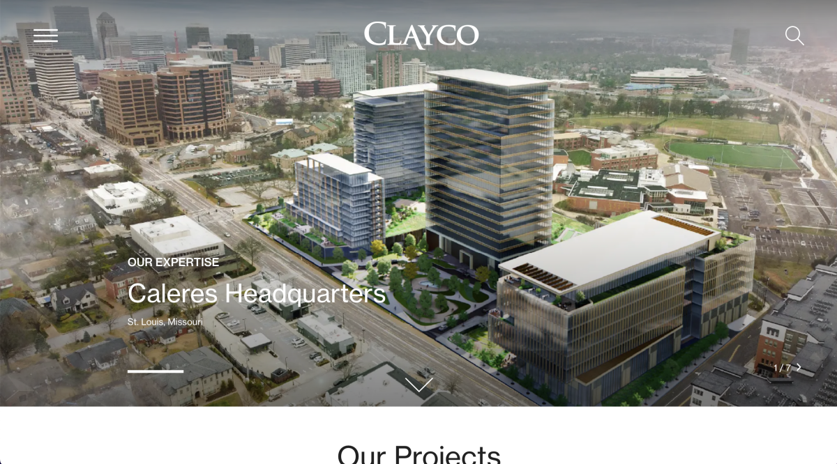 Clayco Construction Company Marketing Website Example