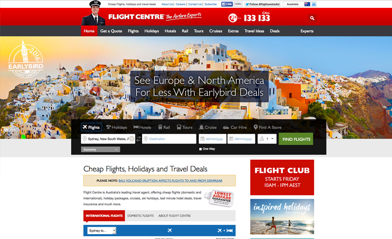 Flight Center - Top Travel & Tourism Website Design Example Using Drupal