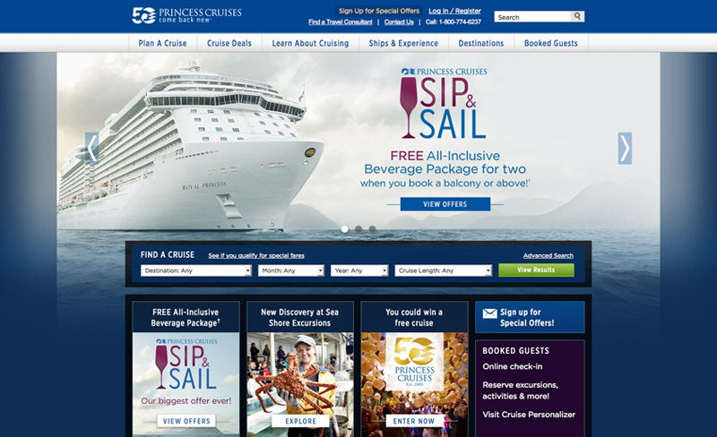 Princess Cruises - Top Travel & Tourism Website Design Example Using Drupal