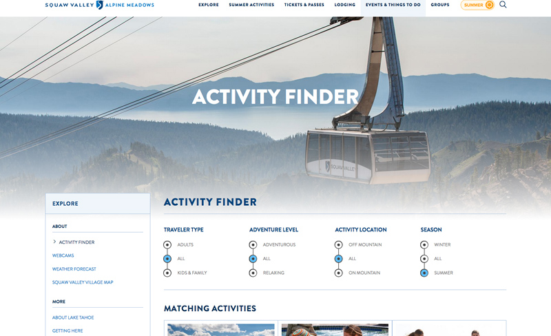 Squaw Valley - Top Travel & Tourism Website Design Example Using Drupal