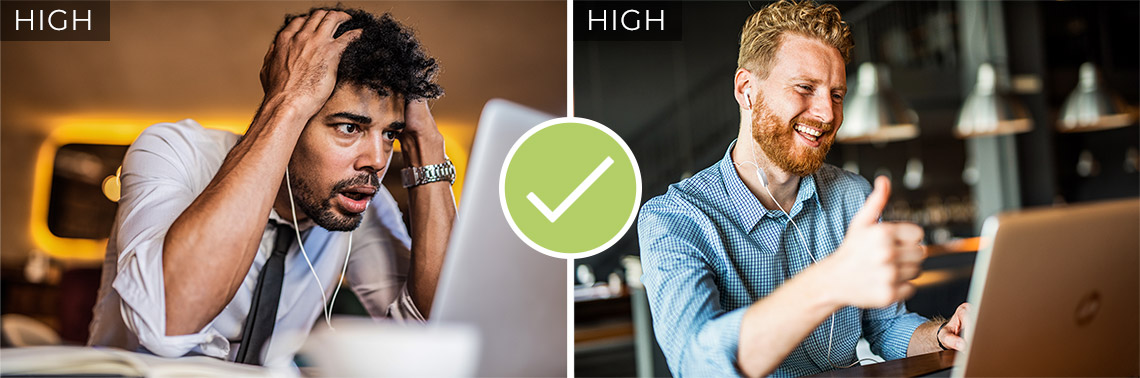 Stock image high vs low contrast example
