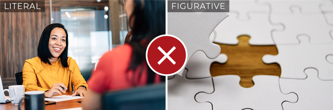 Stock image literal versus figurative example