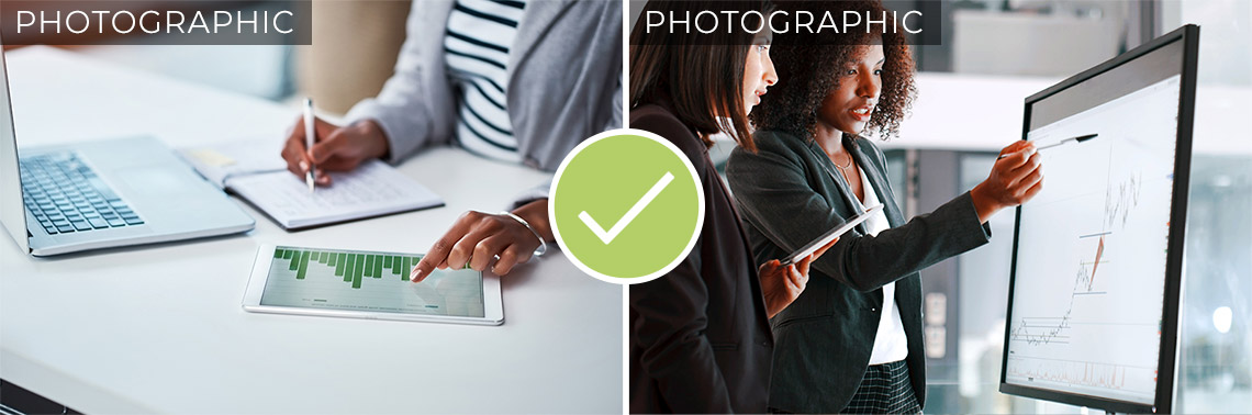 Stock image photographic vs illustrative example