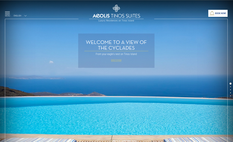 Aeolis Tino Suites - Top Travel & Tourism Website Design Example Using Drupal