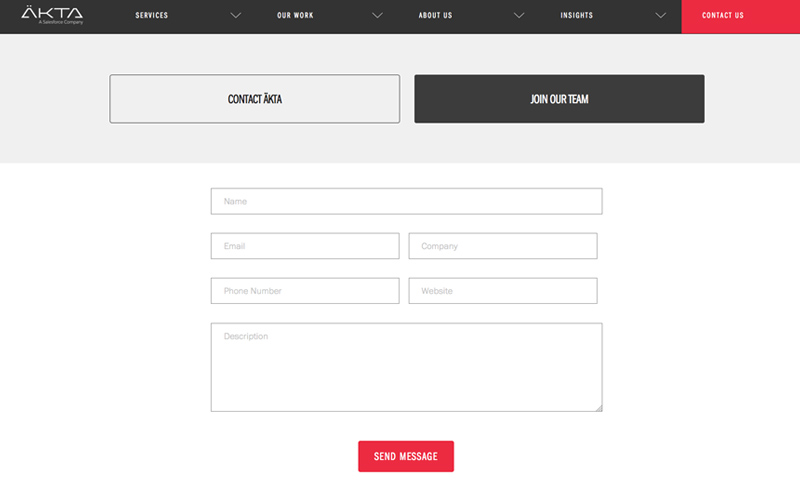AKTA Chicago Web Design Firm with a Well Designed Contact Page AKTA Chicago Web Design Firm with a Well Designed Contact Page