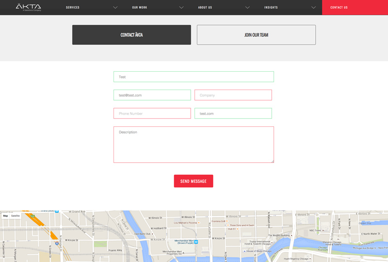 AKTA Top Chicago Web Design Firm - Contact Page Screenshot AKTA Top Chicago Web Design Firm - Contact Page Screenshot