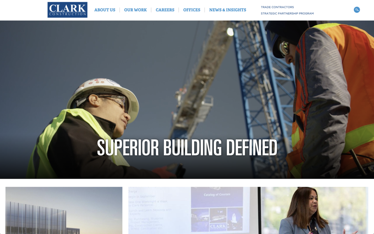 Clark Construction Web Design Example