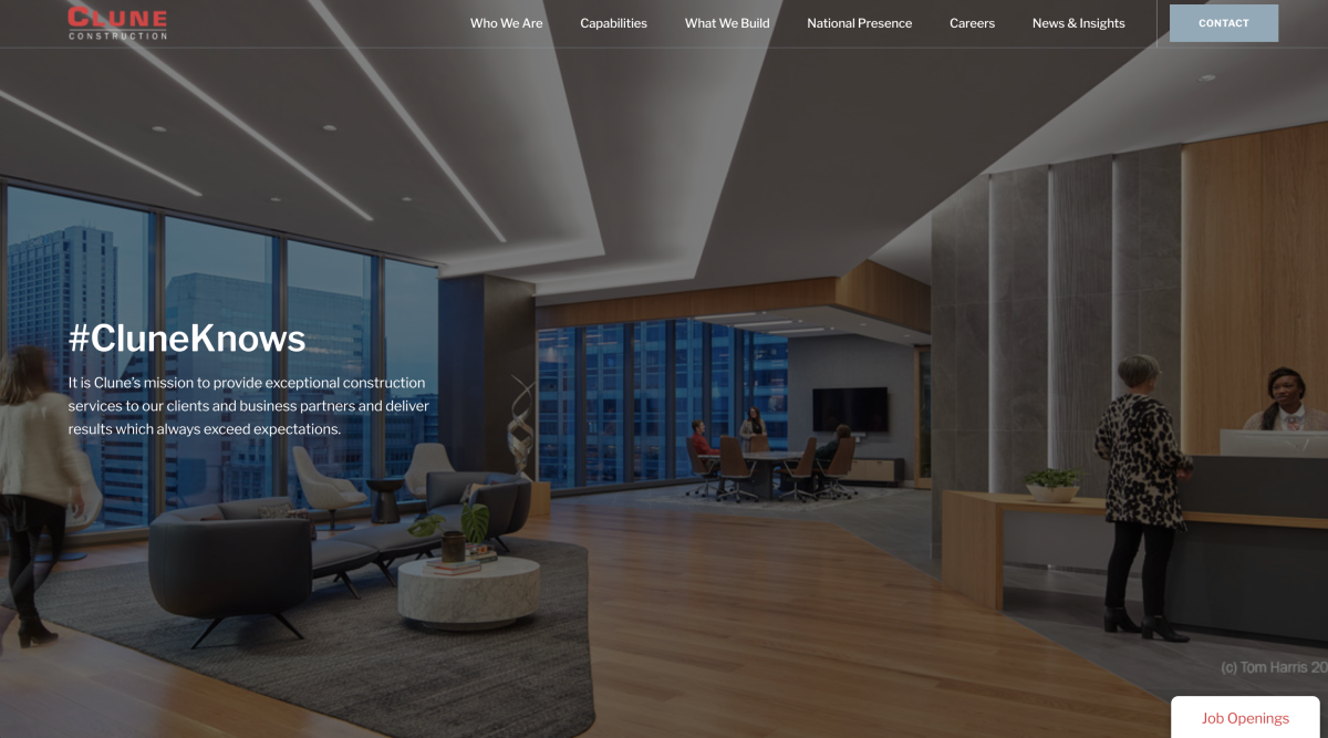 Clune Construction Company Web Design Examplee