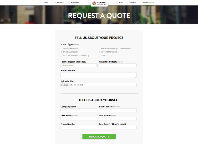 Comrade Chicago Web Design Firm with a Well Designed Contact Page Comrade Chicago Web Design Firm with a Well Designed Contact Page