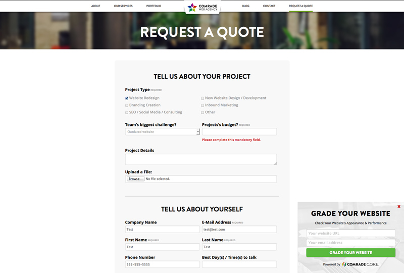 Comrade Top Chicago Web Design Firm - Contact Page Screenshot Comrade Top Chicago Web Design Firm - Contact Page Screenshot