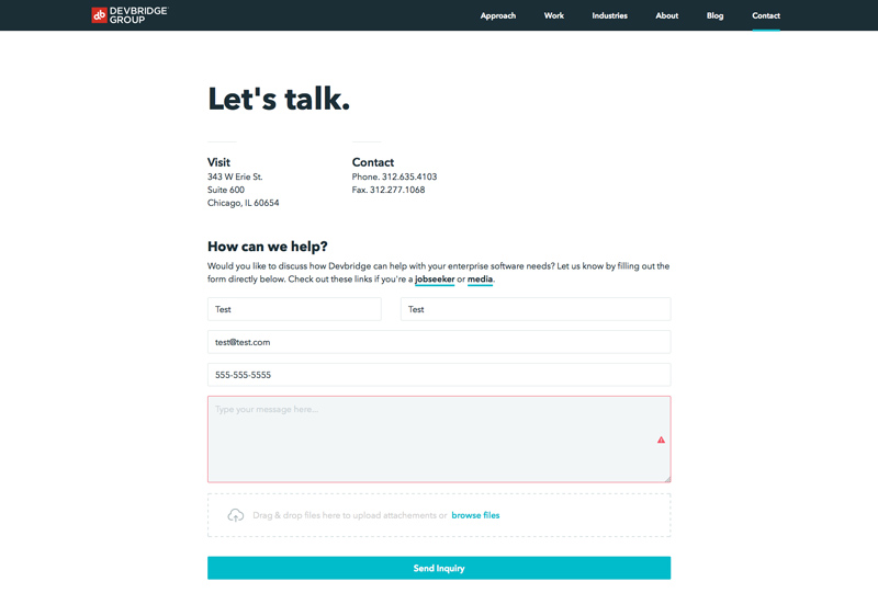Dev Bridge Top Web Design Firm - Contact Page Screenshot Dev Bridge Top Web Design Firm - Contact Page Screenshot