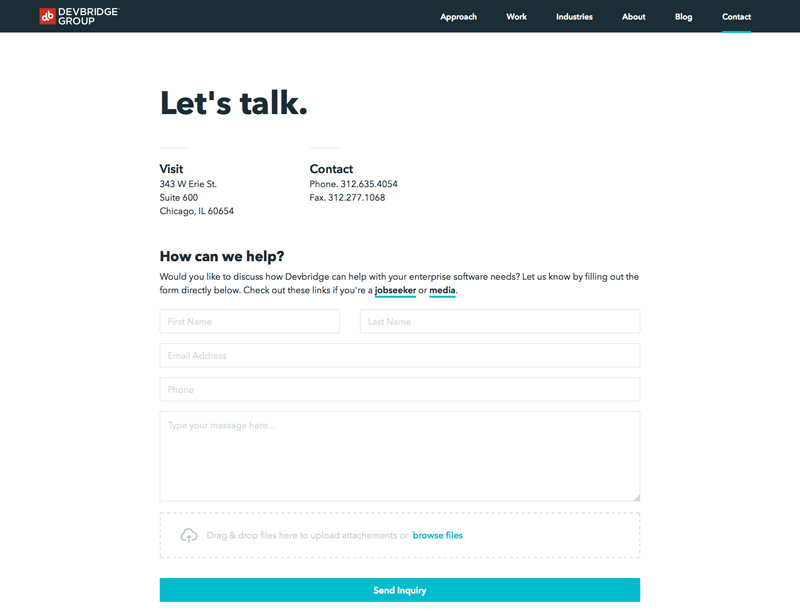 Devbridge Group Chicago Web Design Firm with a Well Designed Contact Page Devbridge Group Chicago Web Design Firm with a Well Designed Contact Page