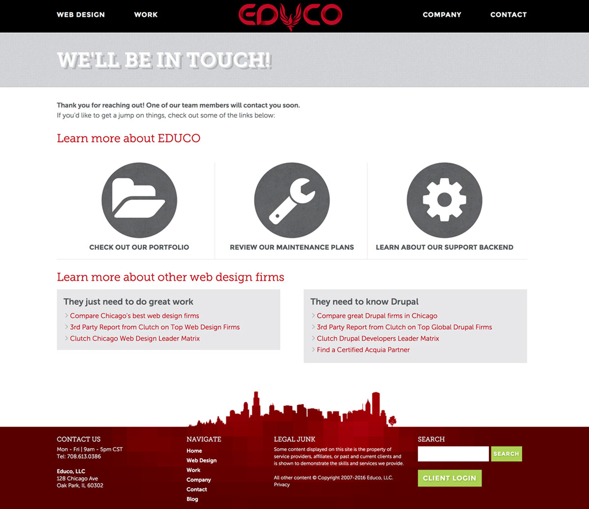 EDUCO: Best Chicago Web Design Firm with a Well Designed Lead Generation Contact Thank You Page EDUCO: Best Chicago Web Design Firm with a Well Designed Lead Generation Contact Thank You Page