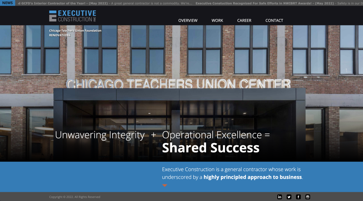 Executive Construction Inc Using Wordpress For their Marketing Website