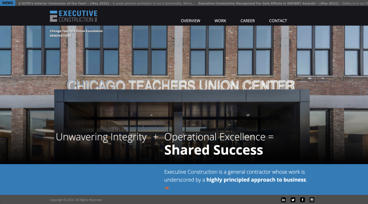 Executive Construction Commercial Construction Web Design Example