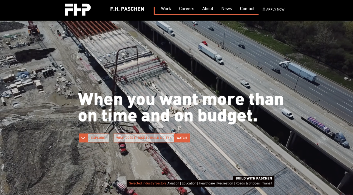 F.H. Paschen Commercial Construction Web Design Example