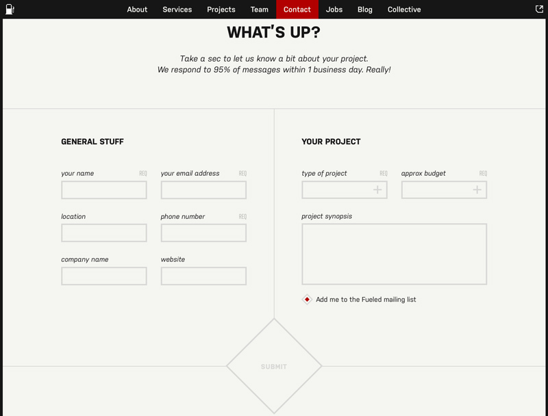 Fueled Chicago Web Design Firm with a Well Designed Contact Page Fueled Chicago Web Design Firm with a Well Designed Contact Page