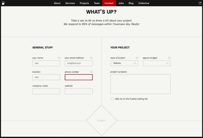 Fueled Top Chicago Web Design Firm - Contact Page Screenshot Fueled Top Chicago Web Design Firm - Contact Page Screenshot