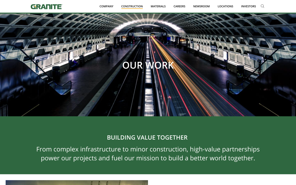 Granite Commercial Construction Web Design Example