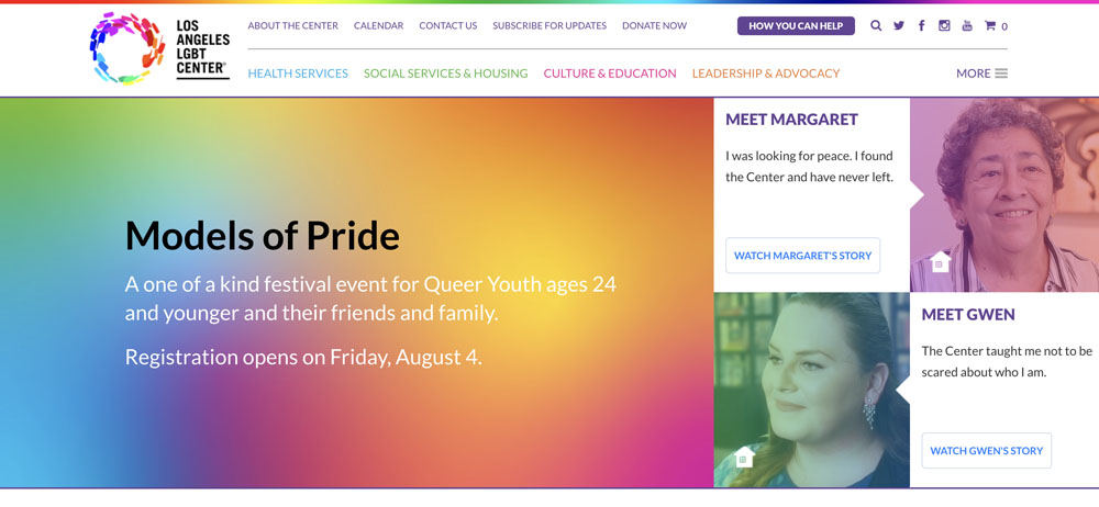 la_lgbt_center_cluttered_nav_nonprofit_website_design_trend.jpg Non-Profit Complicated Navigation Website Design Example