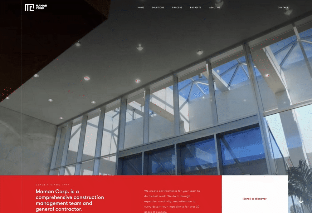 Commercial Construction Scrolling Effects Web Design Trend