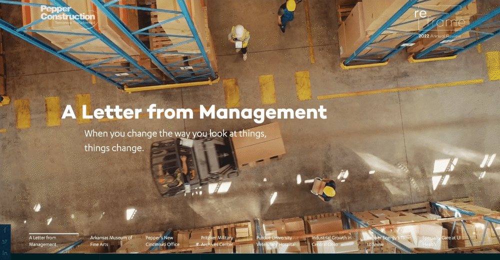 Pepper Construction Annual Report Website Design 