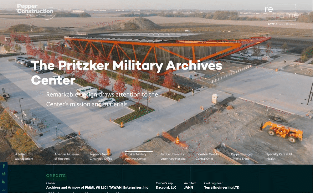 Pepper Construction Annual Report Website Design 