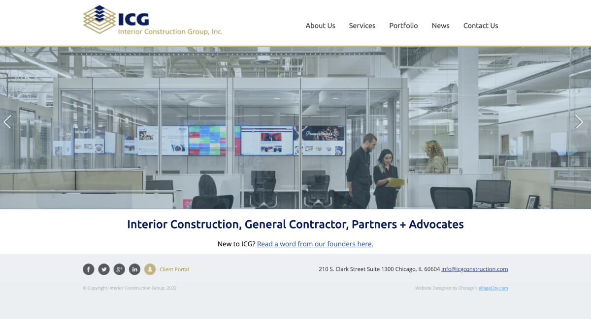 ICG - Interior Construction Group Web Design Example
