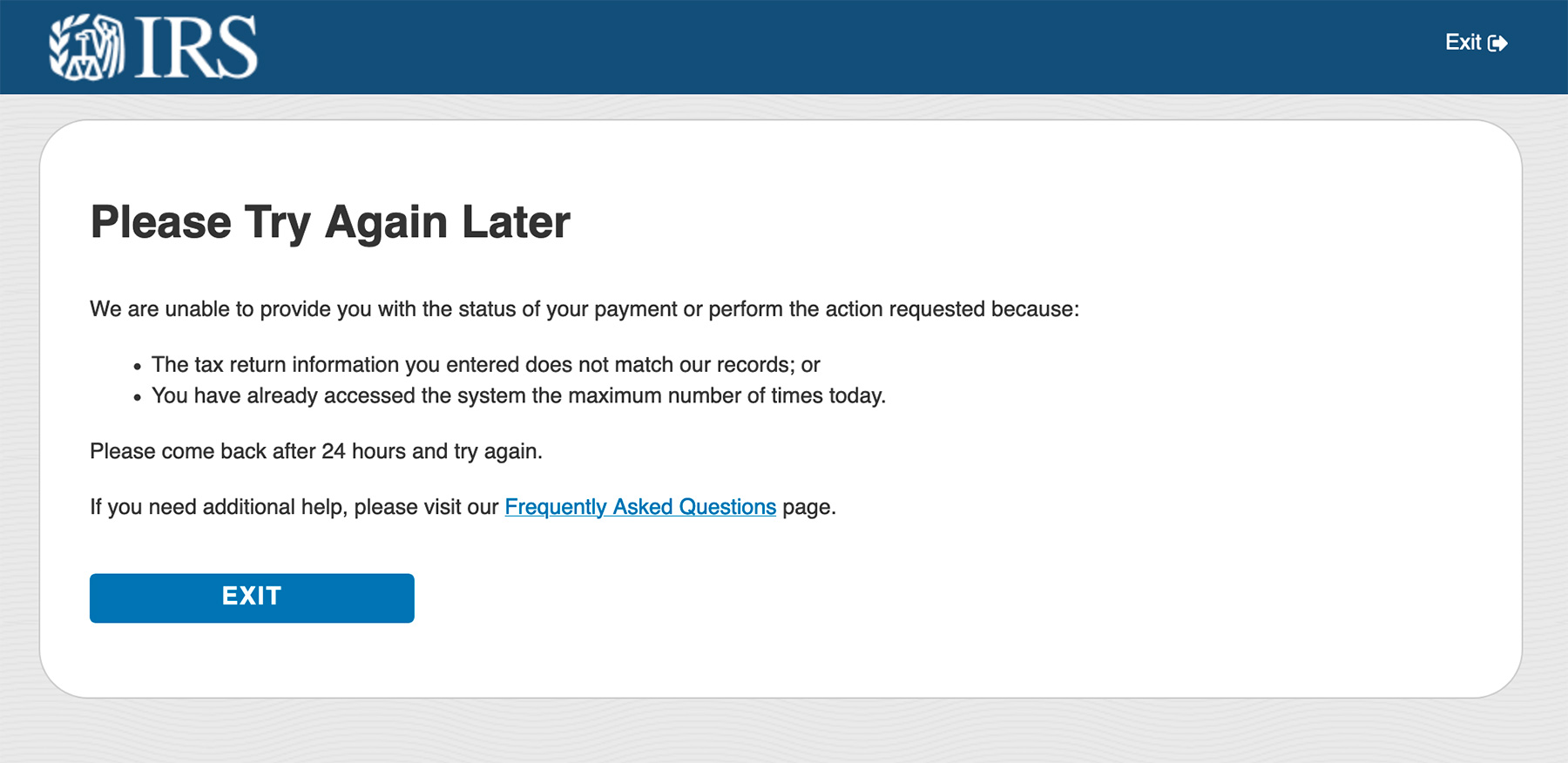 IRS Stimulus Payment Portal Screenshot