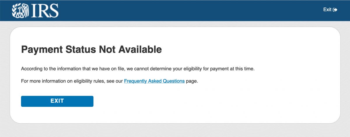 IRS Stimulus Payment Portal Screenshot