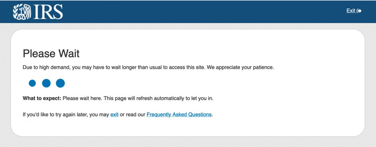 IRS Stimulus Payment Portal Screenshot