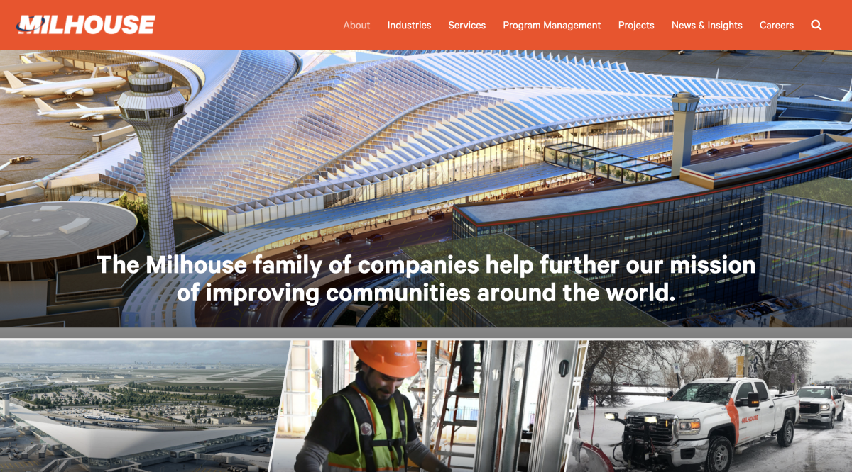Milhouse Engineering & Construction Company Wordpress Web Design Example