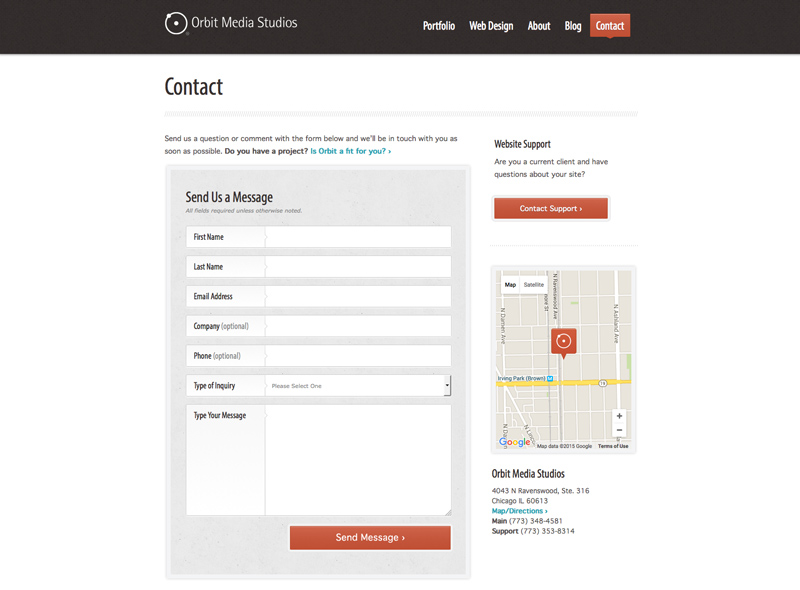 Orbit Media Chicago Web Design Firm with a Well Designed Contact Page Orbit Media Chicago Web Design Firm with a Well Designed Contact Page