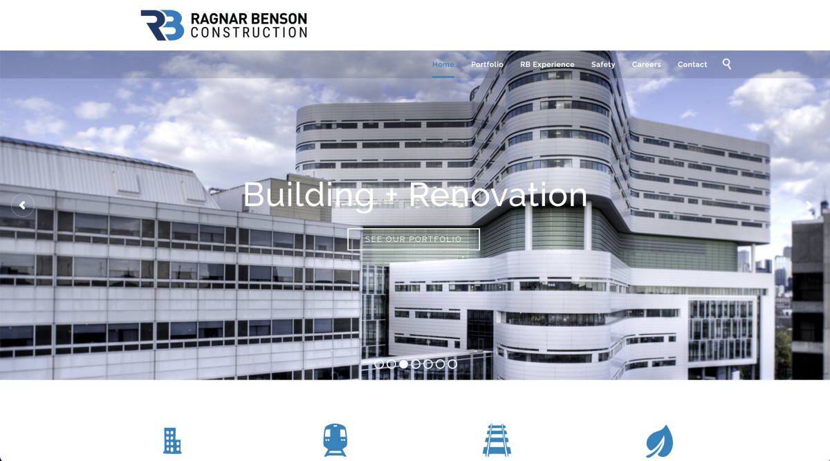 Ragnar Benson Construction Web Design Example