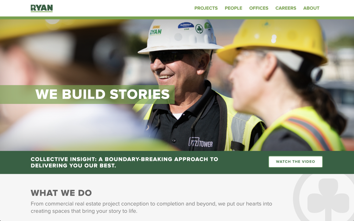 Ryan Commercial Construction Companies Web Design Example