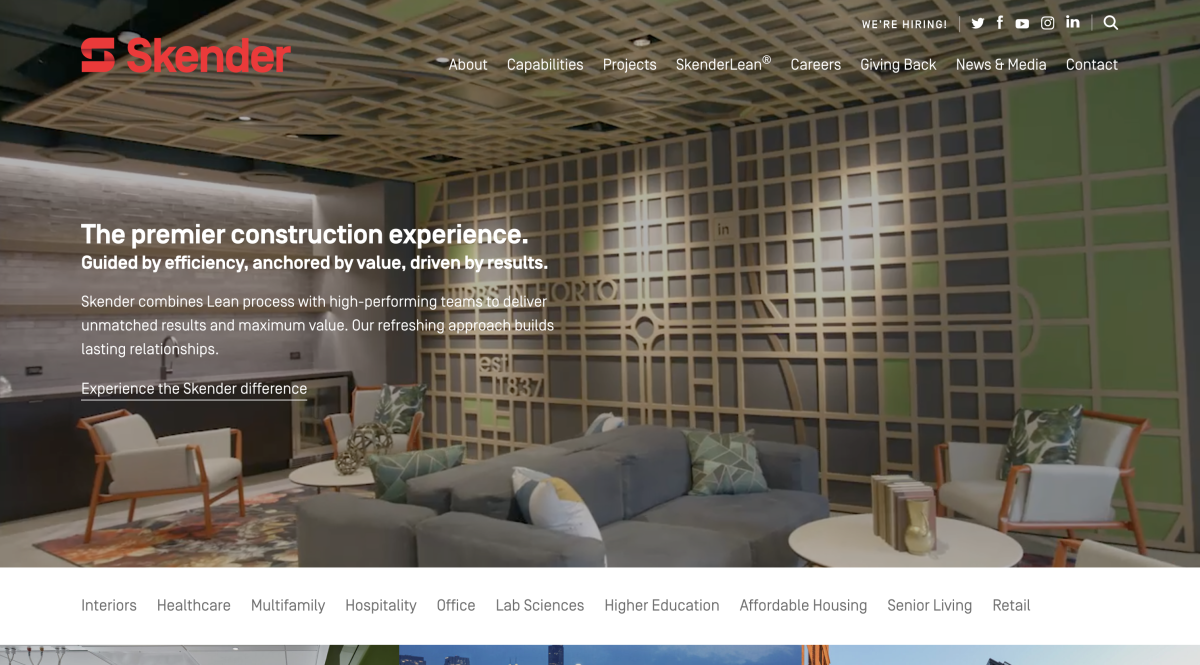 Skender Commercial Construction Companies Web Design Example