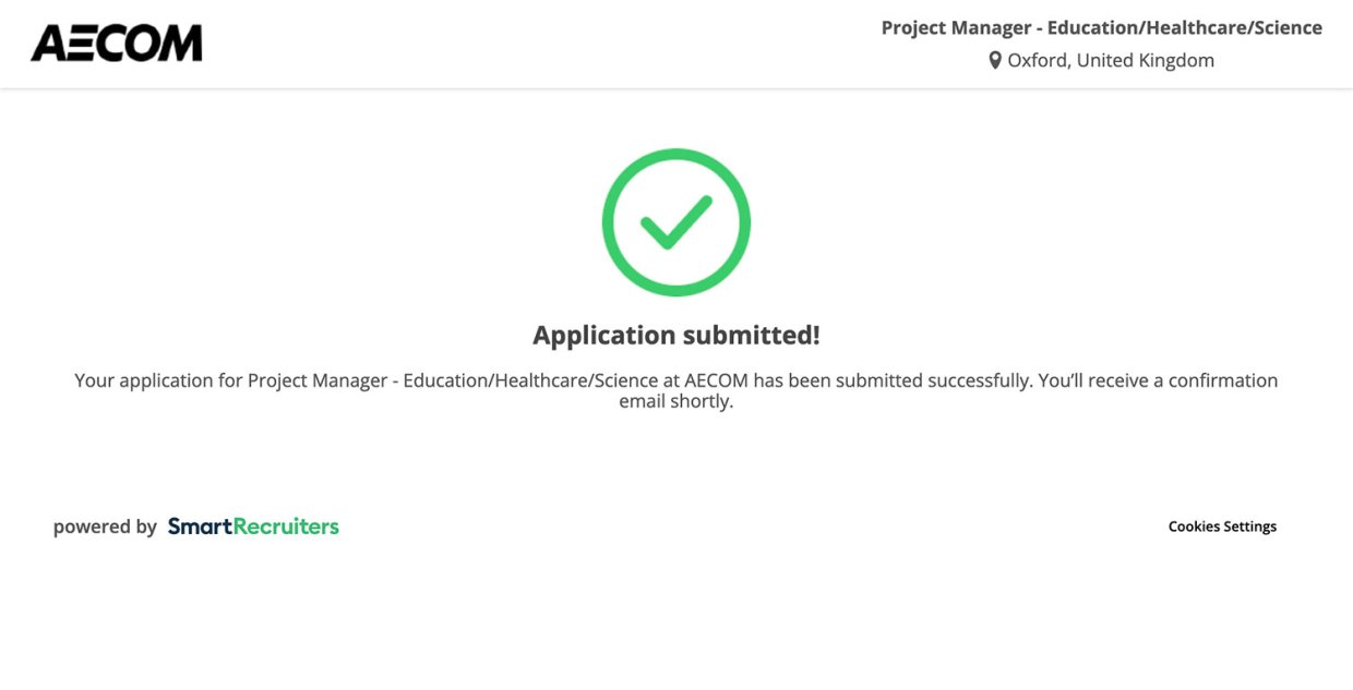 AECOM Career's Page Application Experience 