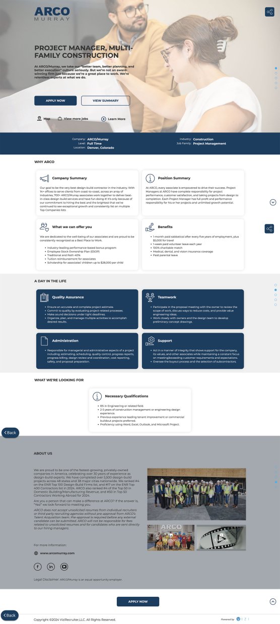 AARCO Murray Construction Recruitment Software Job Posting Example