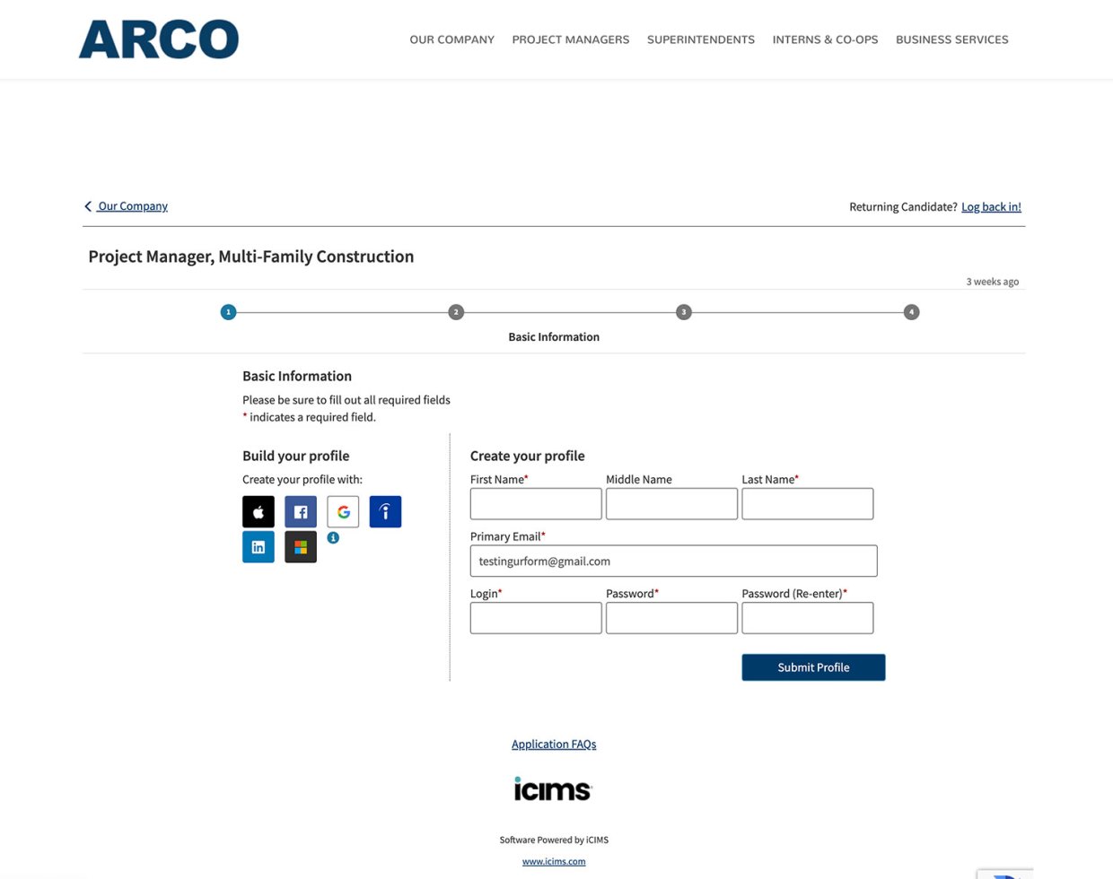ARCOMurray's Career Page Application Experience 