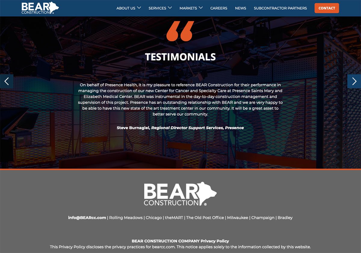 Commercial Construction Social Proof Web Design Trend