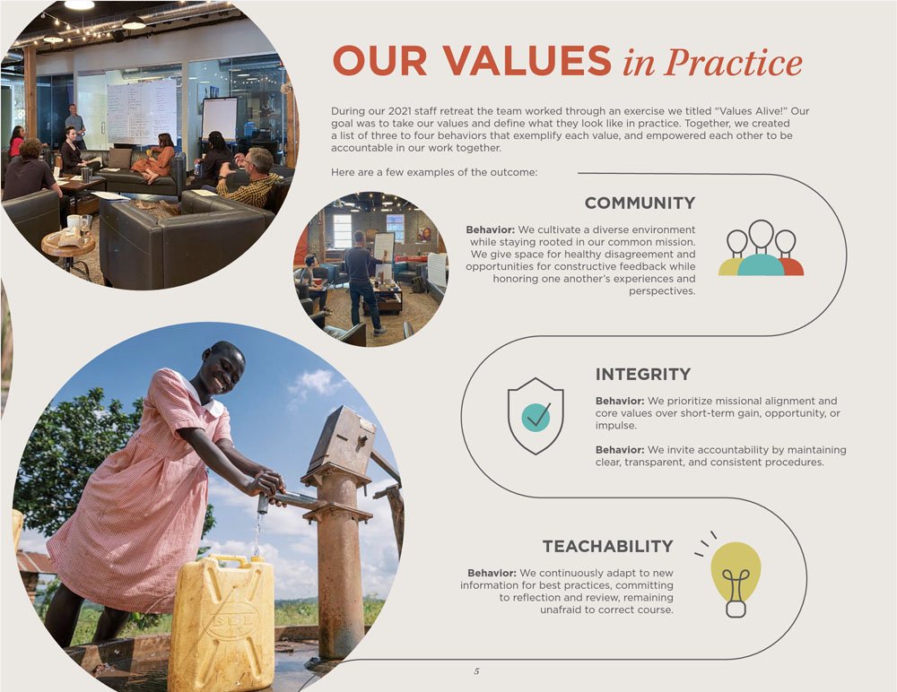 Blood:Water Best Printed Non-Profit Annual Report Example