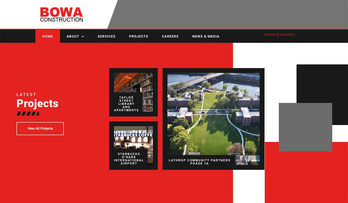 Bowa Breaking the Grid Commercial Construction Web Design Trend