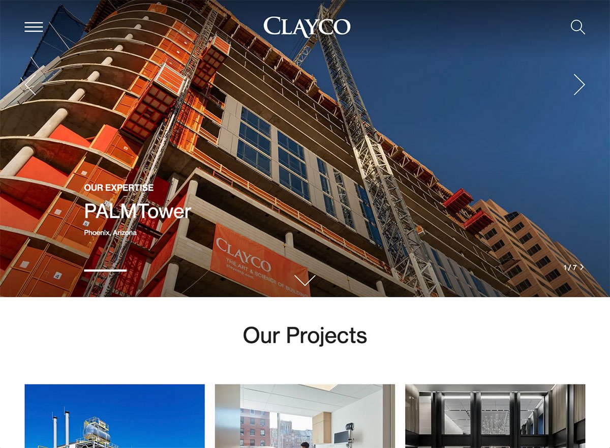 Clayco Mobile Only Commercial Construction Web Design Trend