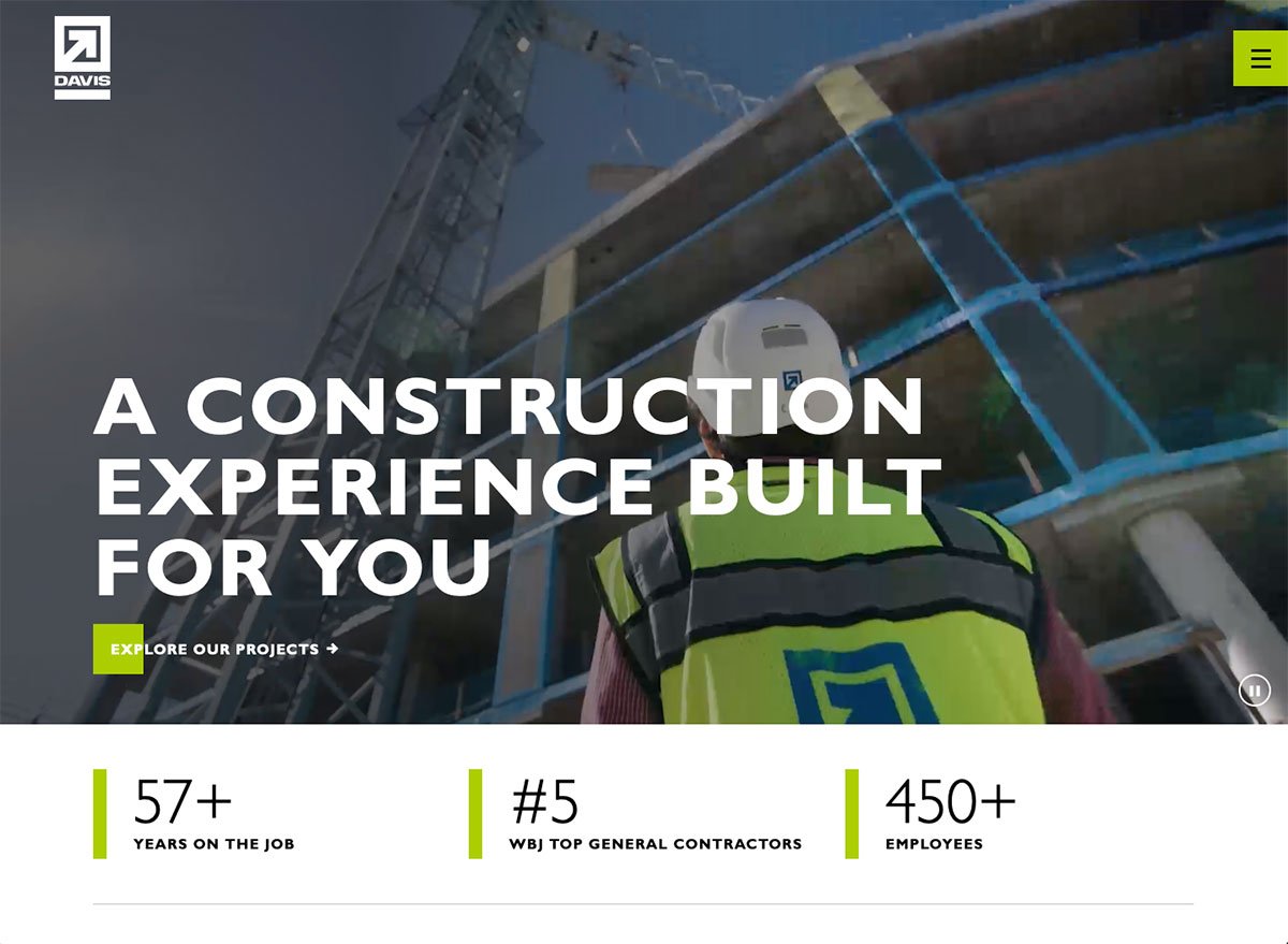 Davis Construction Mobile Only Web Design Trend