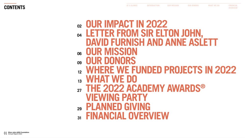 Elton John AIDS Non-Profit Stunning Printed Annual Report