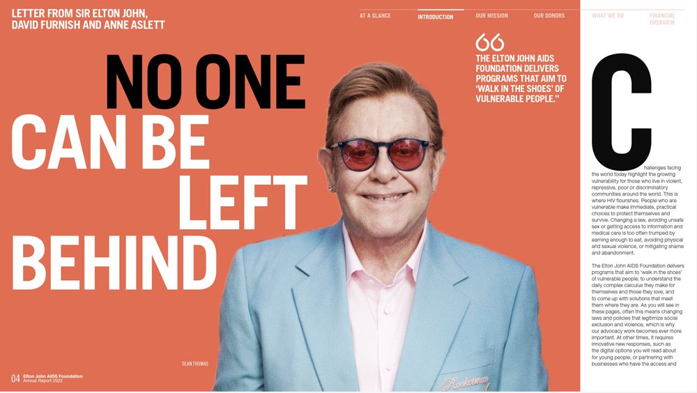 Elton John AIDS - Best Non-Profit Printed Annual Report