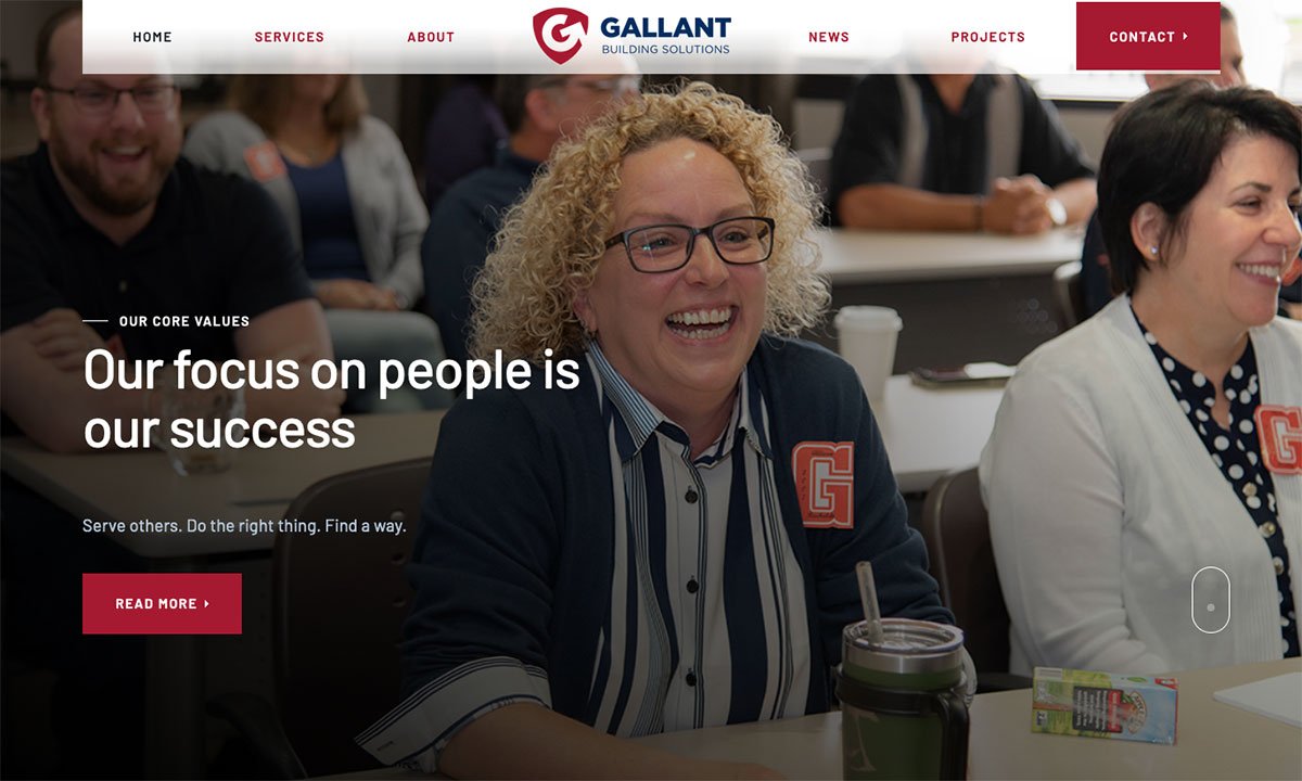 Gallant Centered Navigation Commercial Construction Website Trend