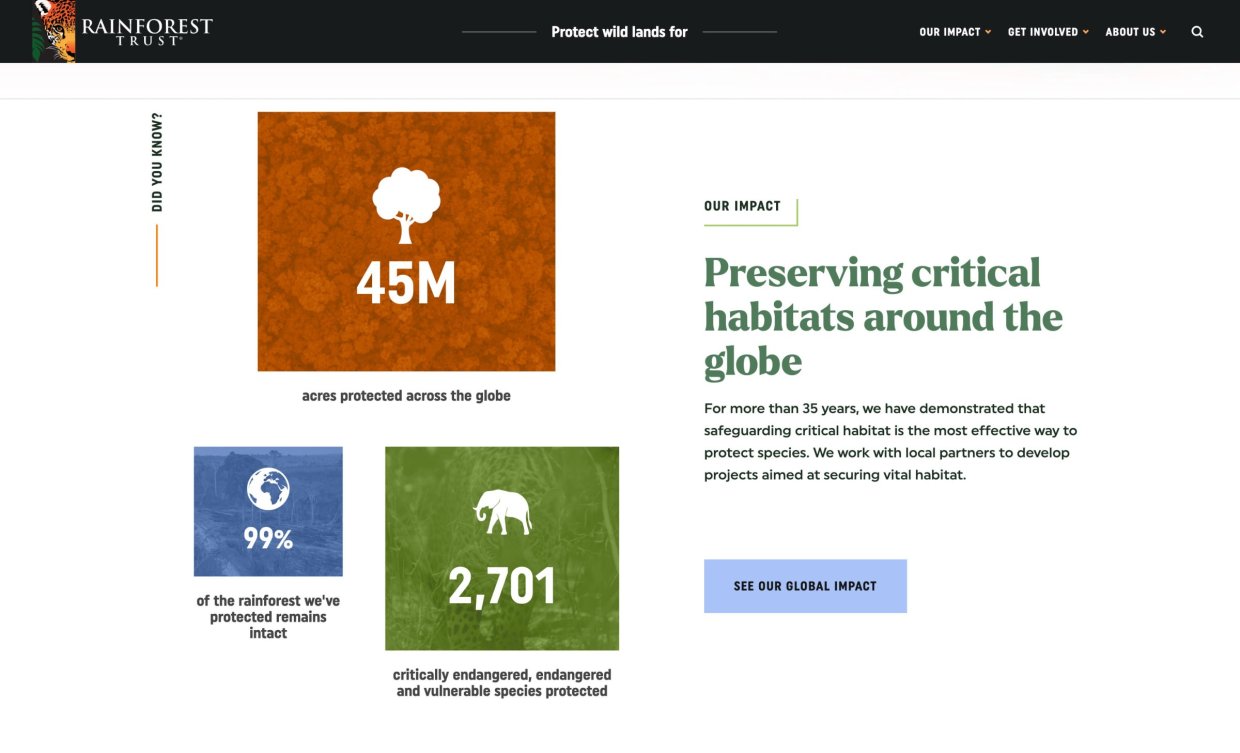 Big Stats Non Profit Web Design Trend